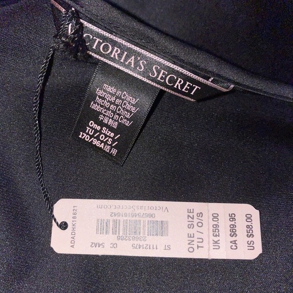 Victoria's Secret Black Robe Coverup Tie Front One Size Night Gown Silky Feel - Picture 4 of 4